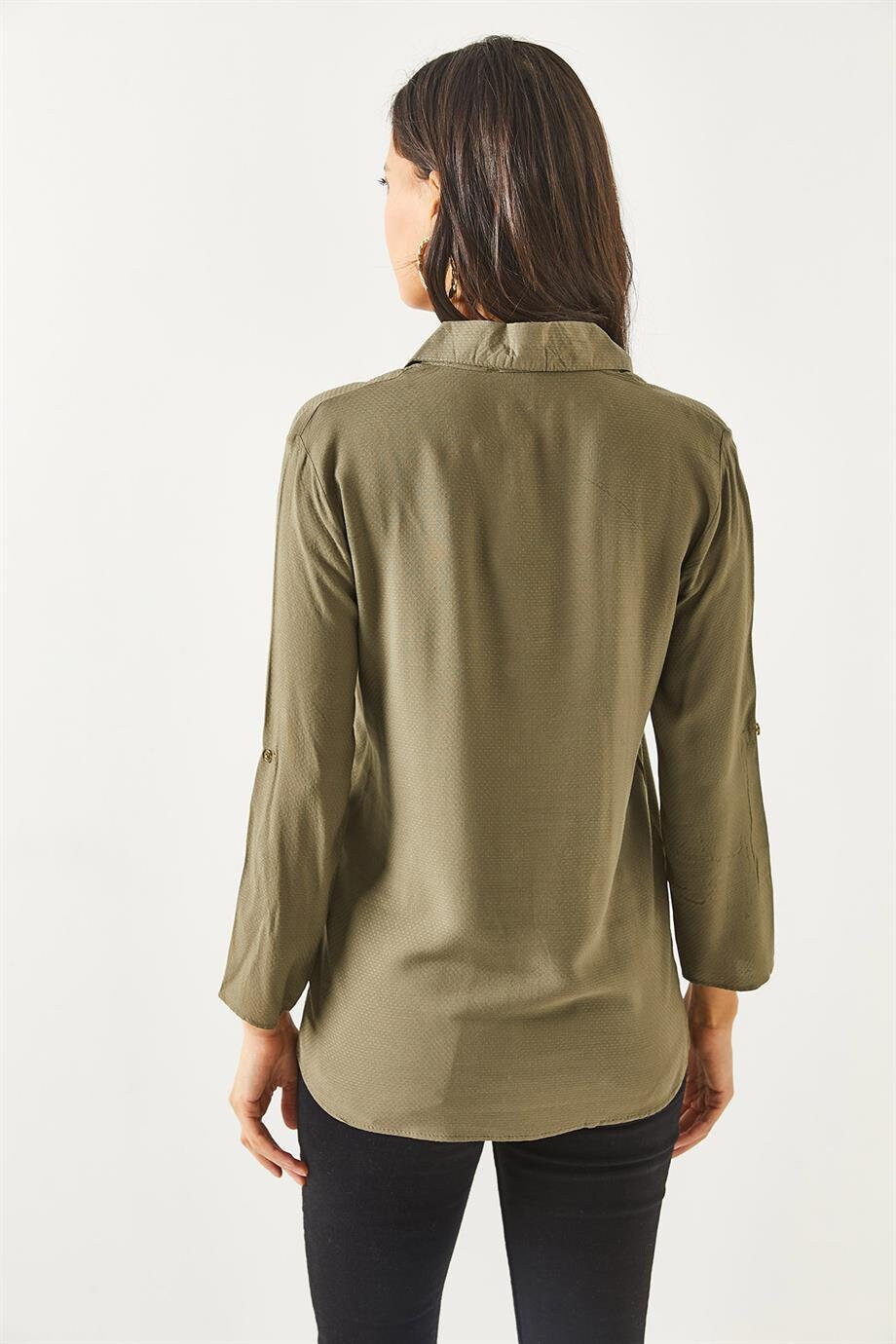 Military Green Button-Up Shirt