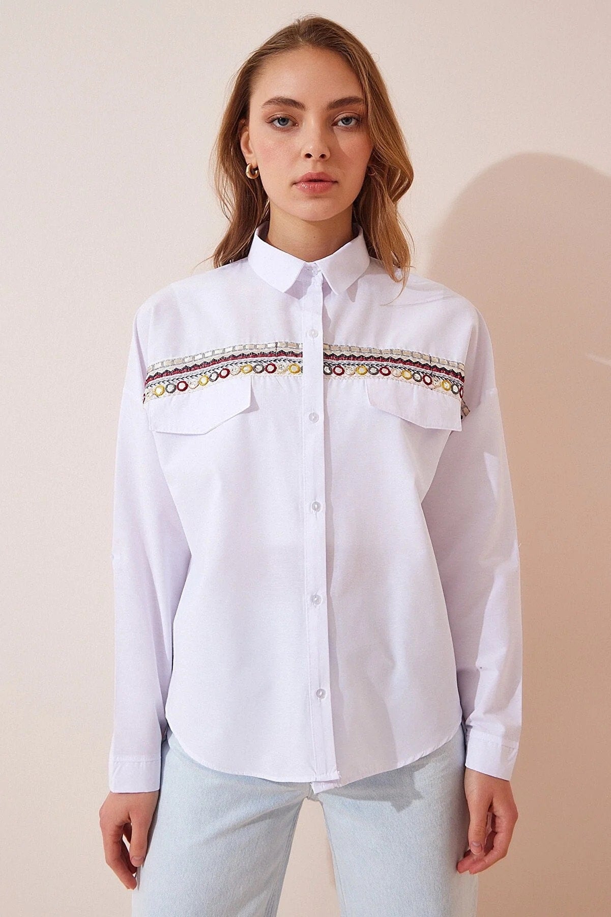 White Ethnic Embroidered Blouse