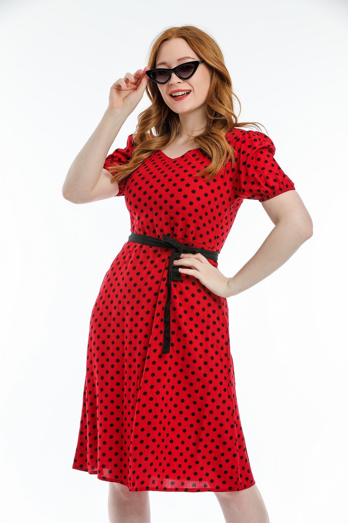 Green Polka Dot Vintage Inspired Dress