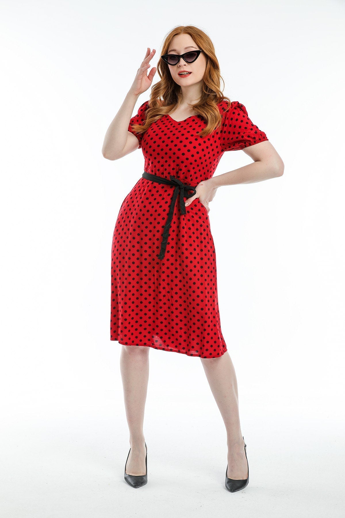 Green Polka Dot Vintage Inspired Dress