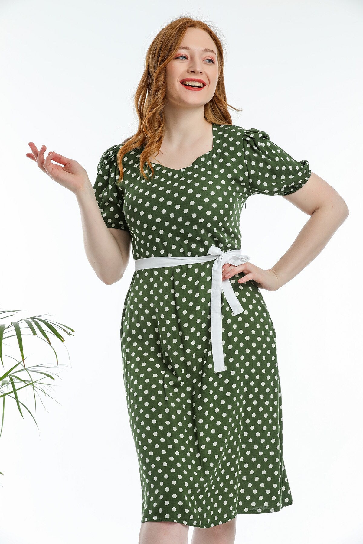 Green Polka Dot Vintage Inspired Dress