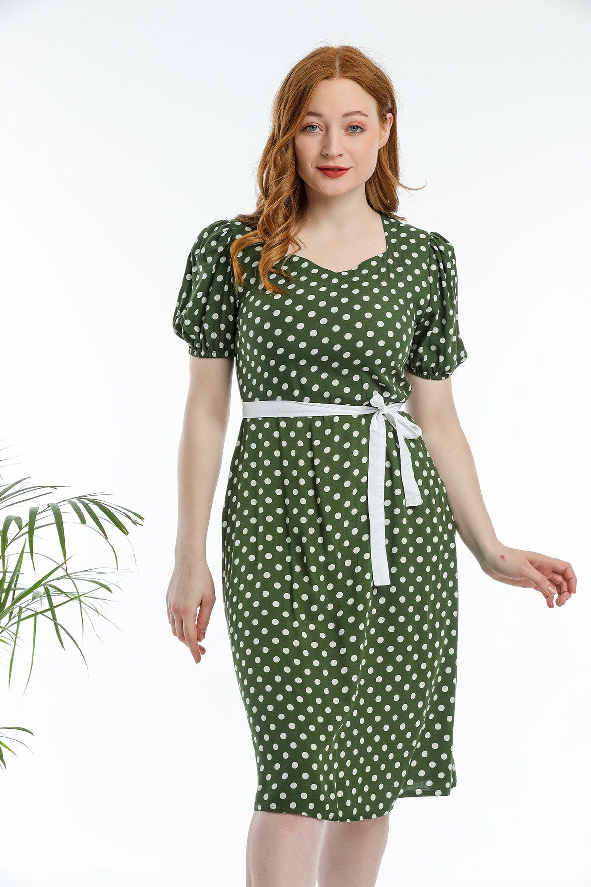 Green Polka Dot Vintage Inspired Dress