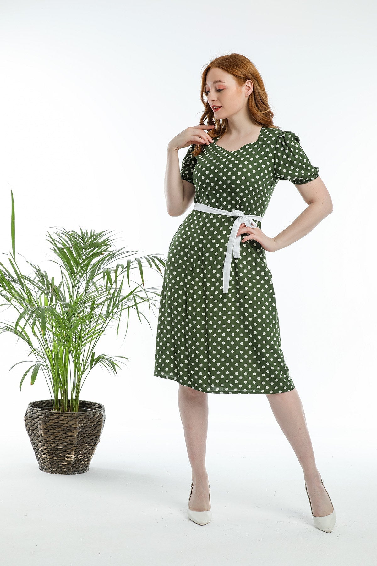 Green Polka Dot Vintage Inspired Dress