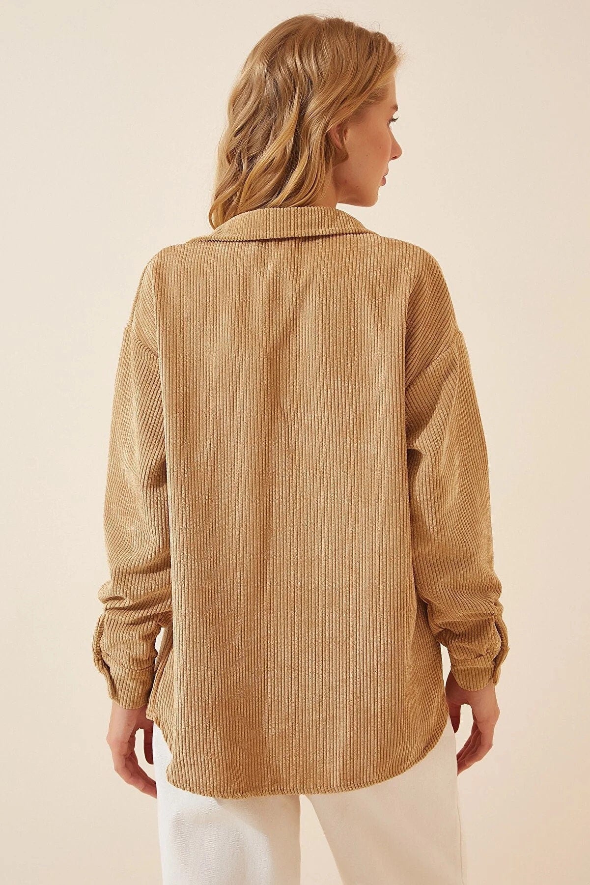 Chic Camel Corduroy Button-Up Jacket