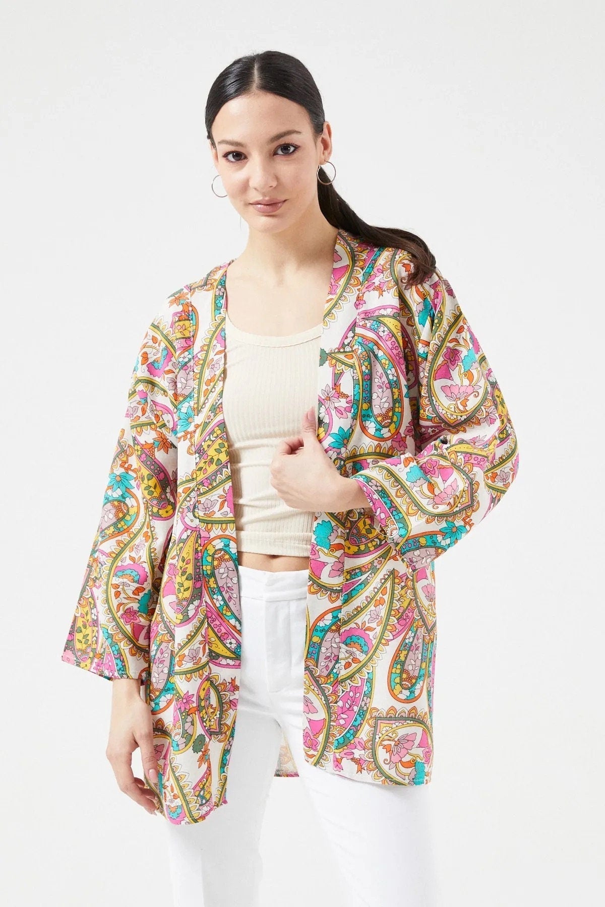 Ethnic Colorful Linen Kimono