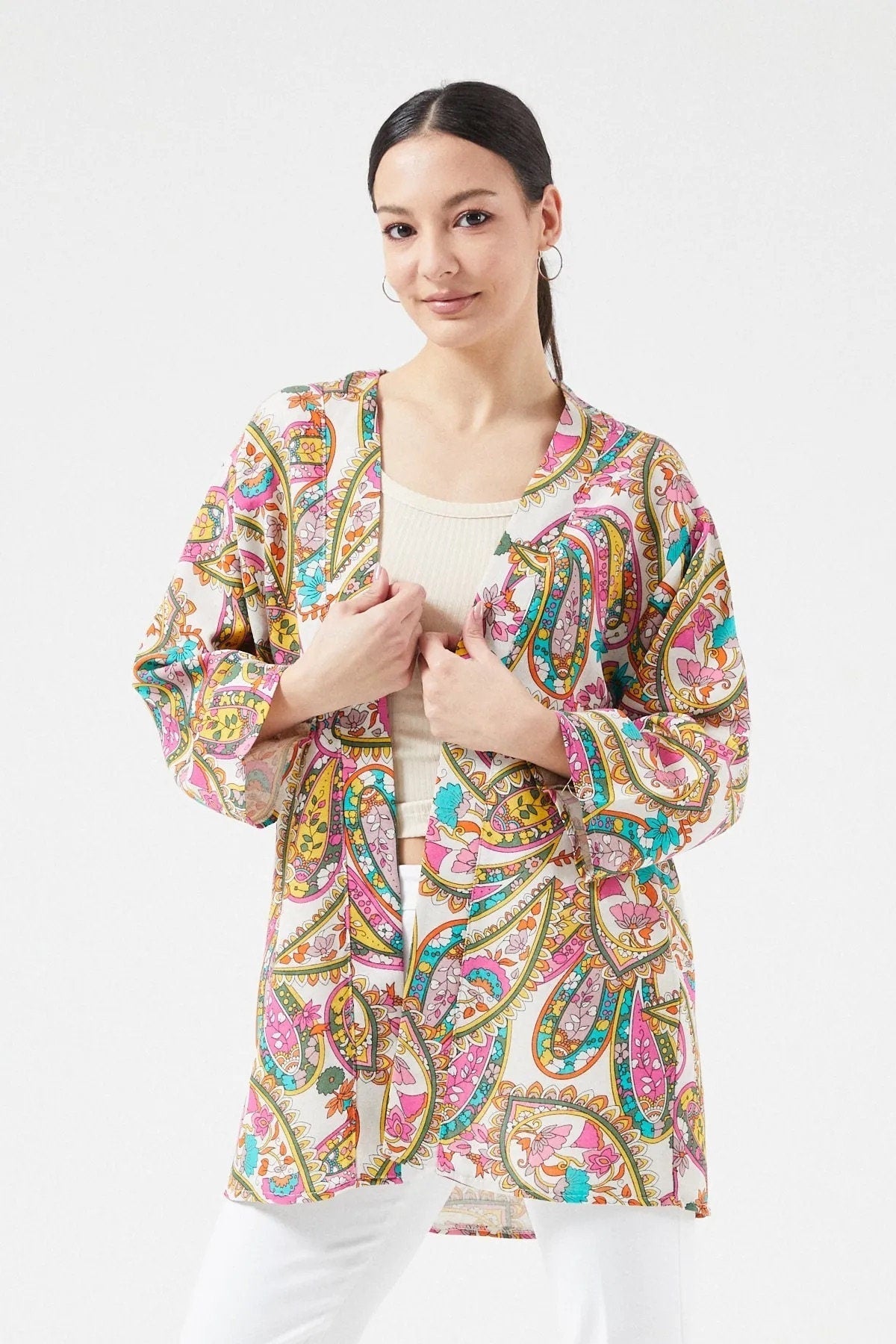 Ethnic Colorful Linen Kimono