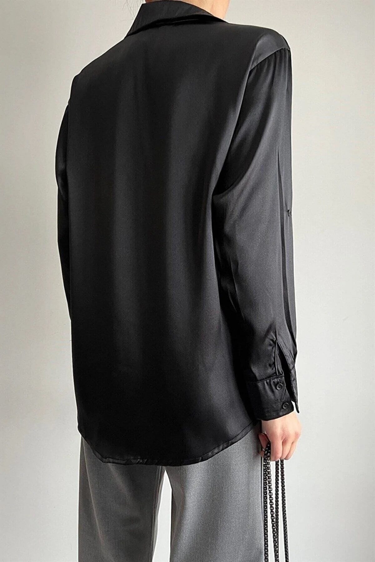 Black Satin Blouse