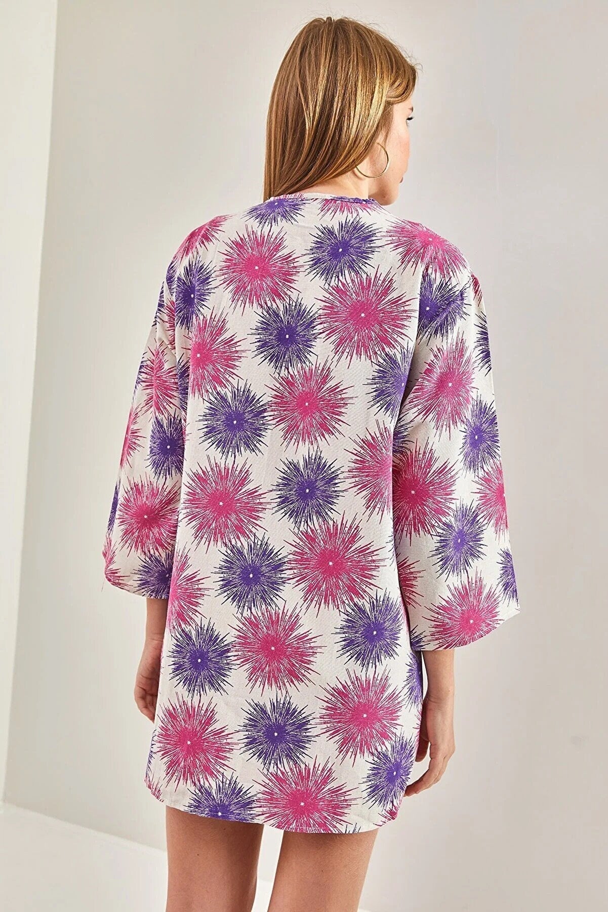 Pink Purple Colorful Linen Kimono