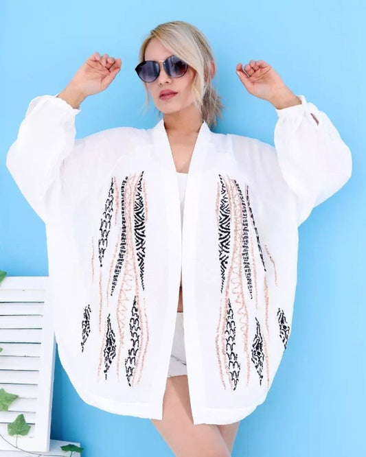 White Designer Sequin Kimono