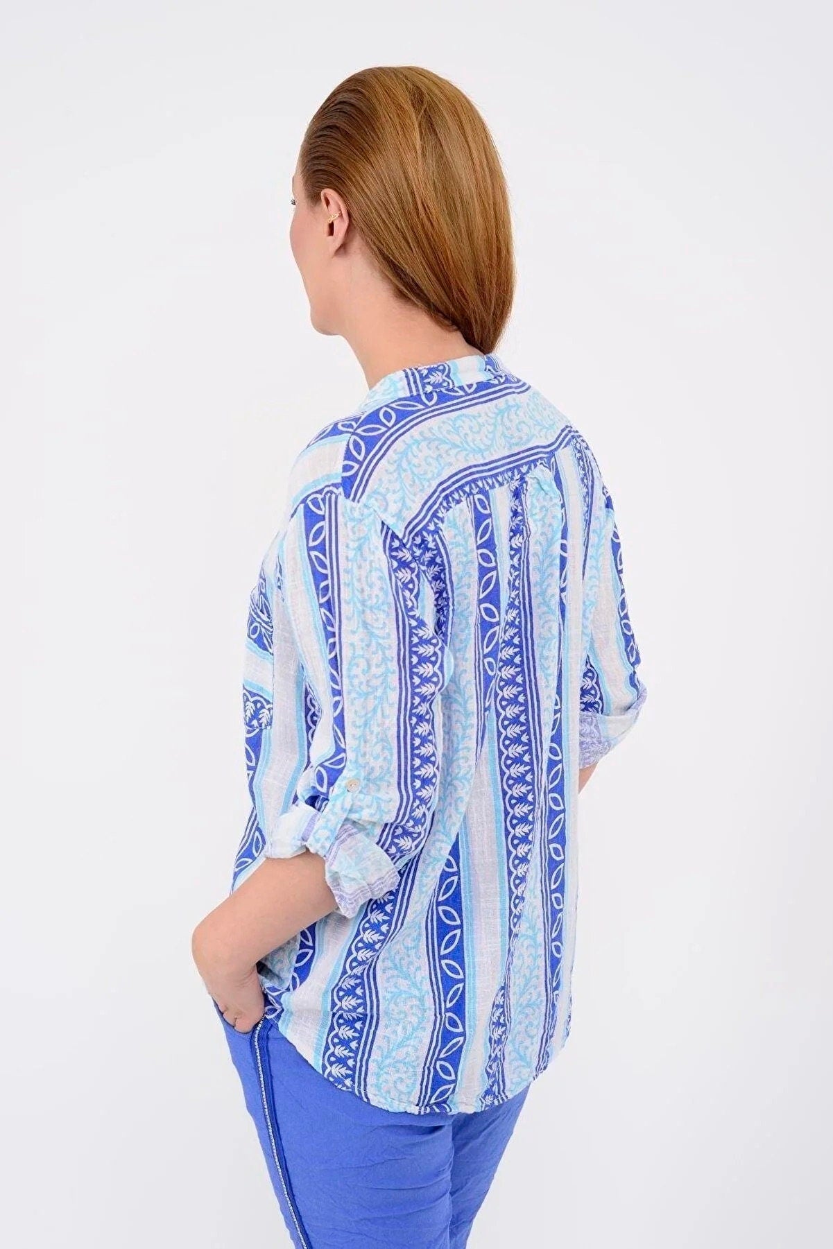 Blue Ethnic Cotton Blouse