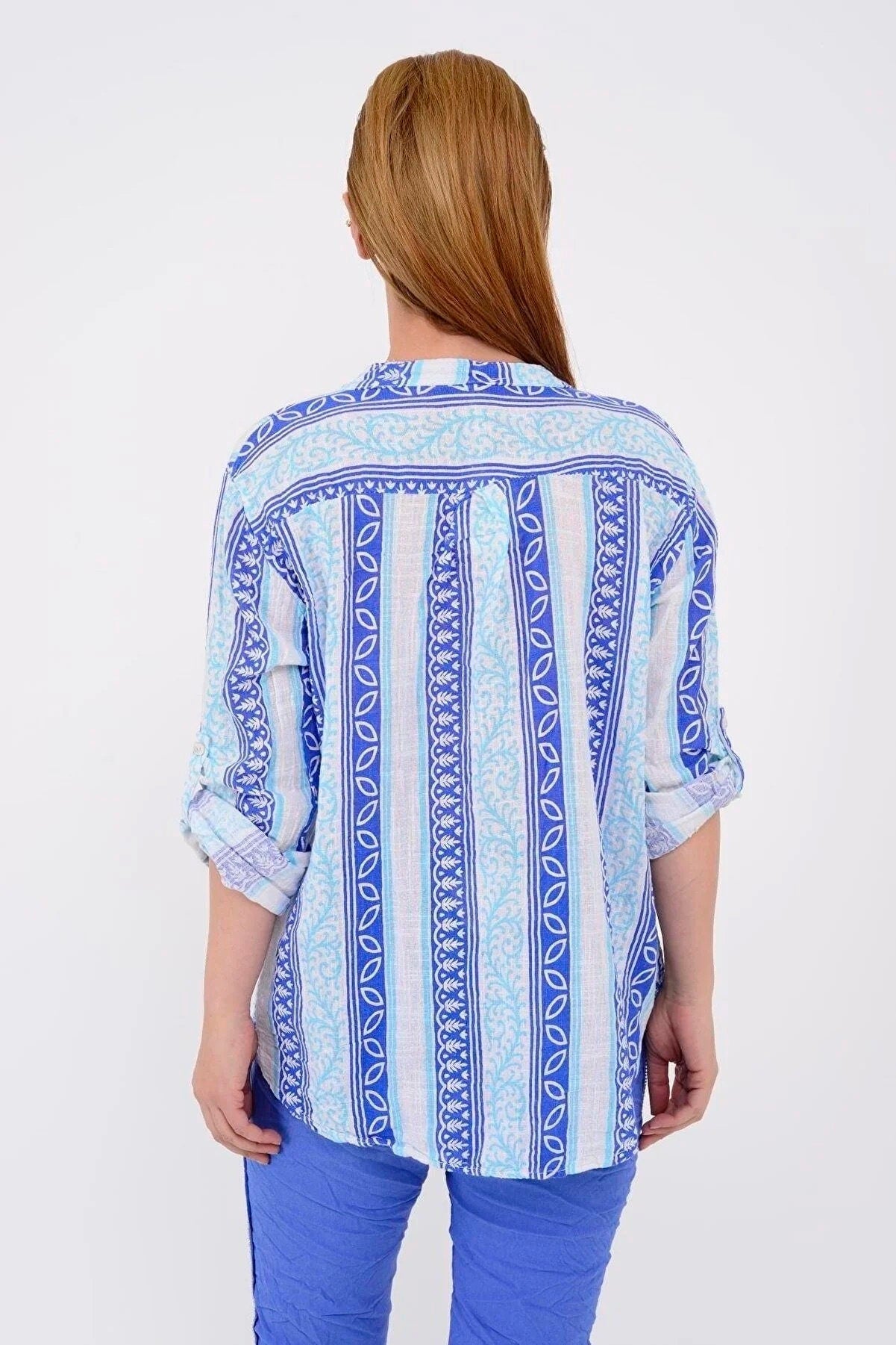 Blue Ethnic Cotton Blouse