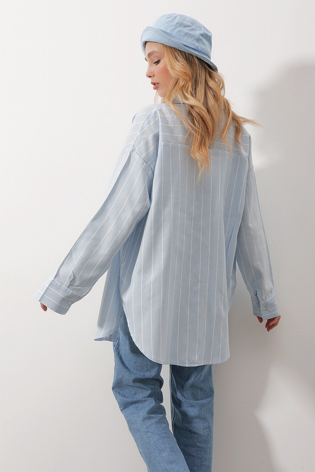 Blue Striped Loose Fit Blouse