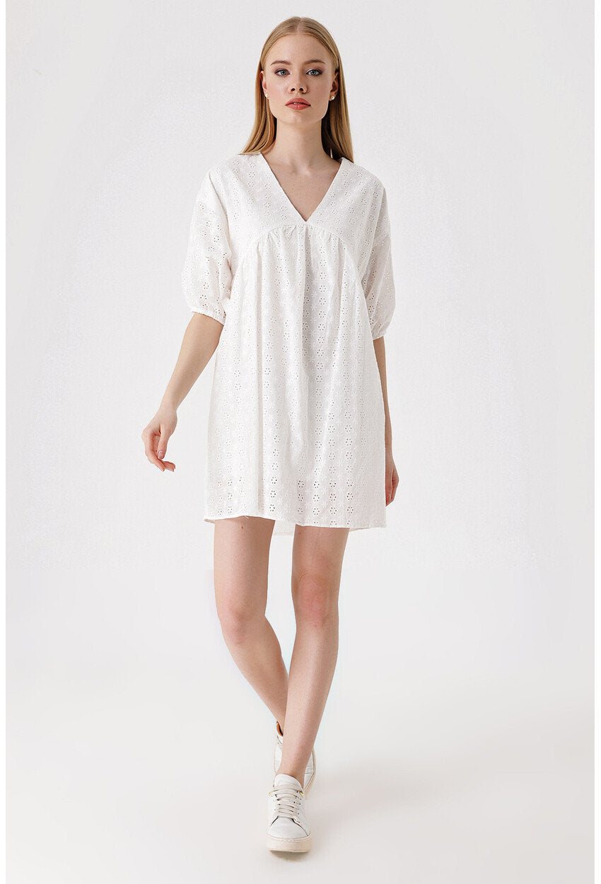 Breezy Eyelet Lace Cotton-Blend Dress