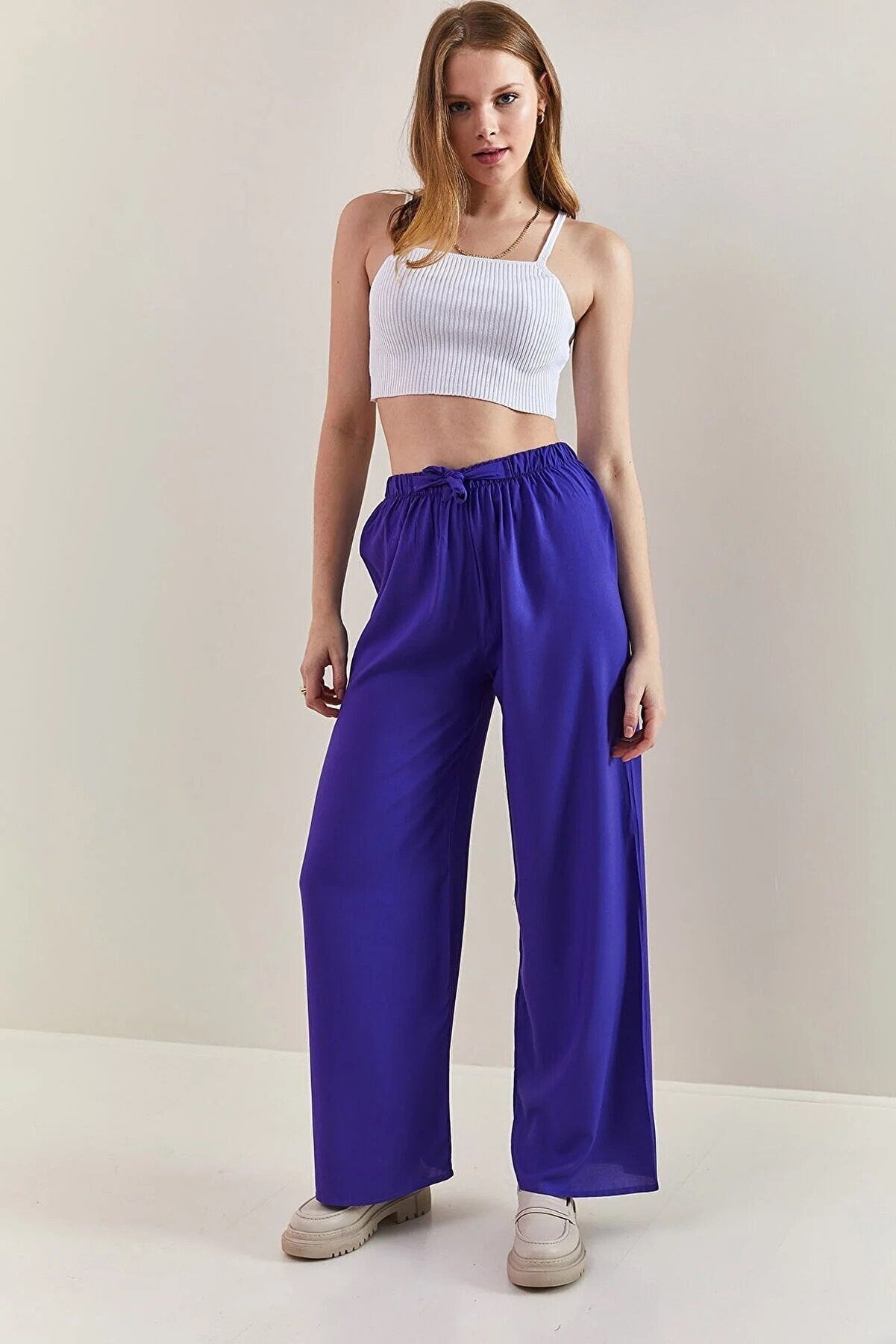 Purple Wide Leg Pants