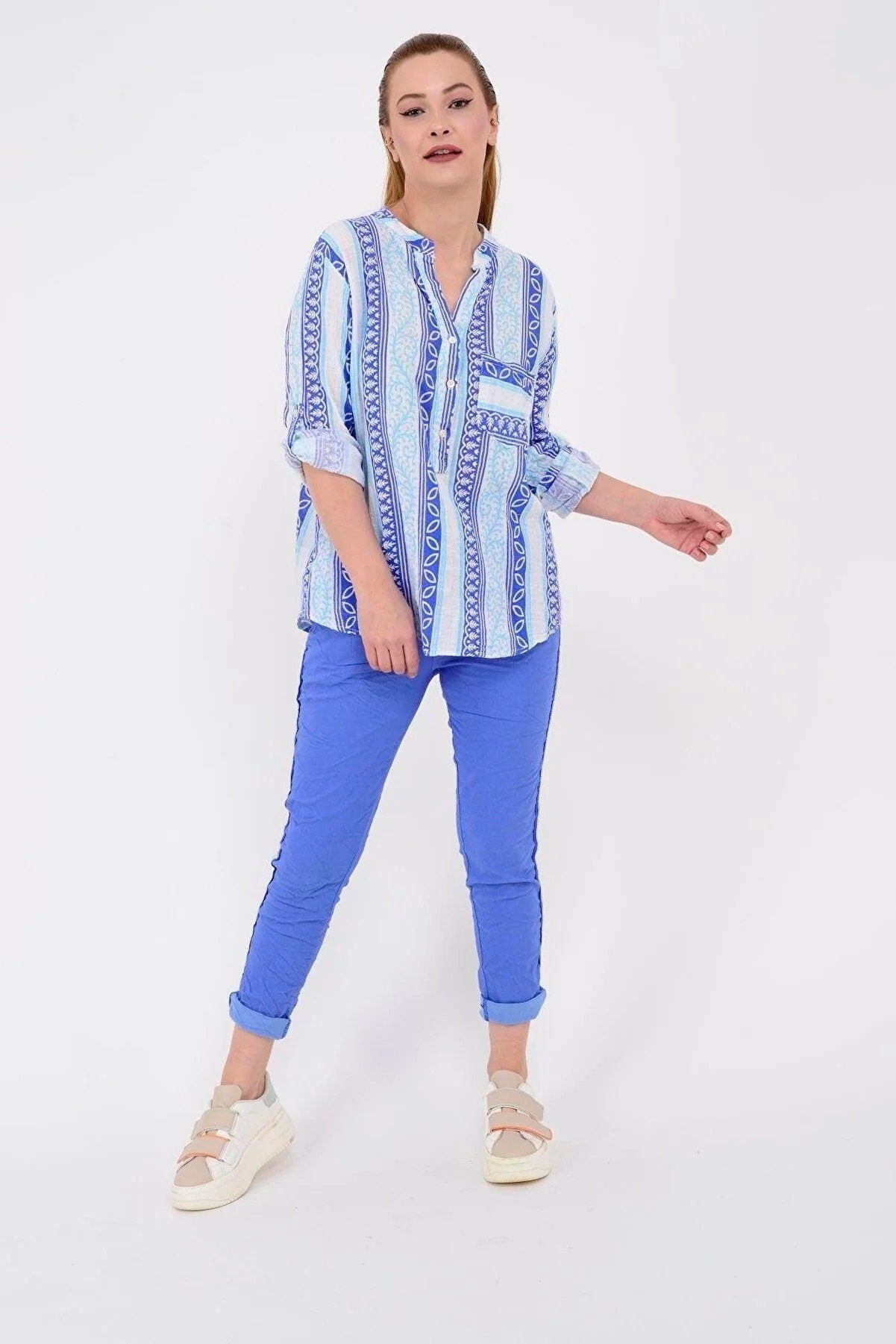 Blue Ethnic Cotton Blouse