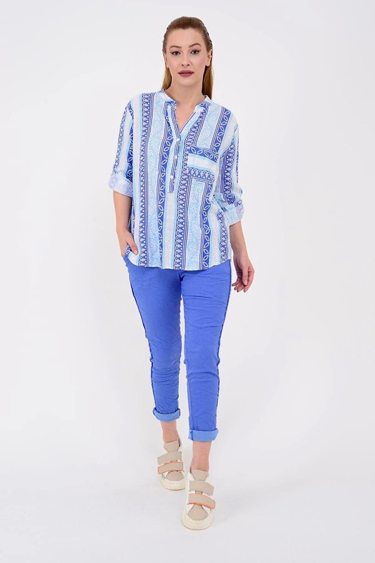 Blue Ethnic Cotton Blouse