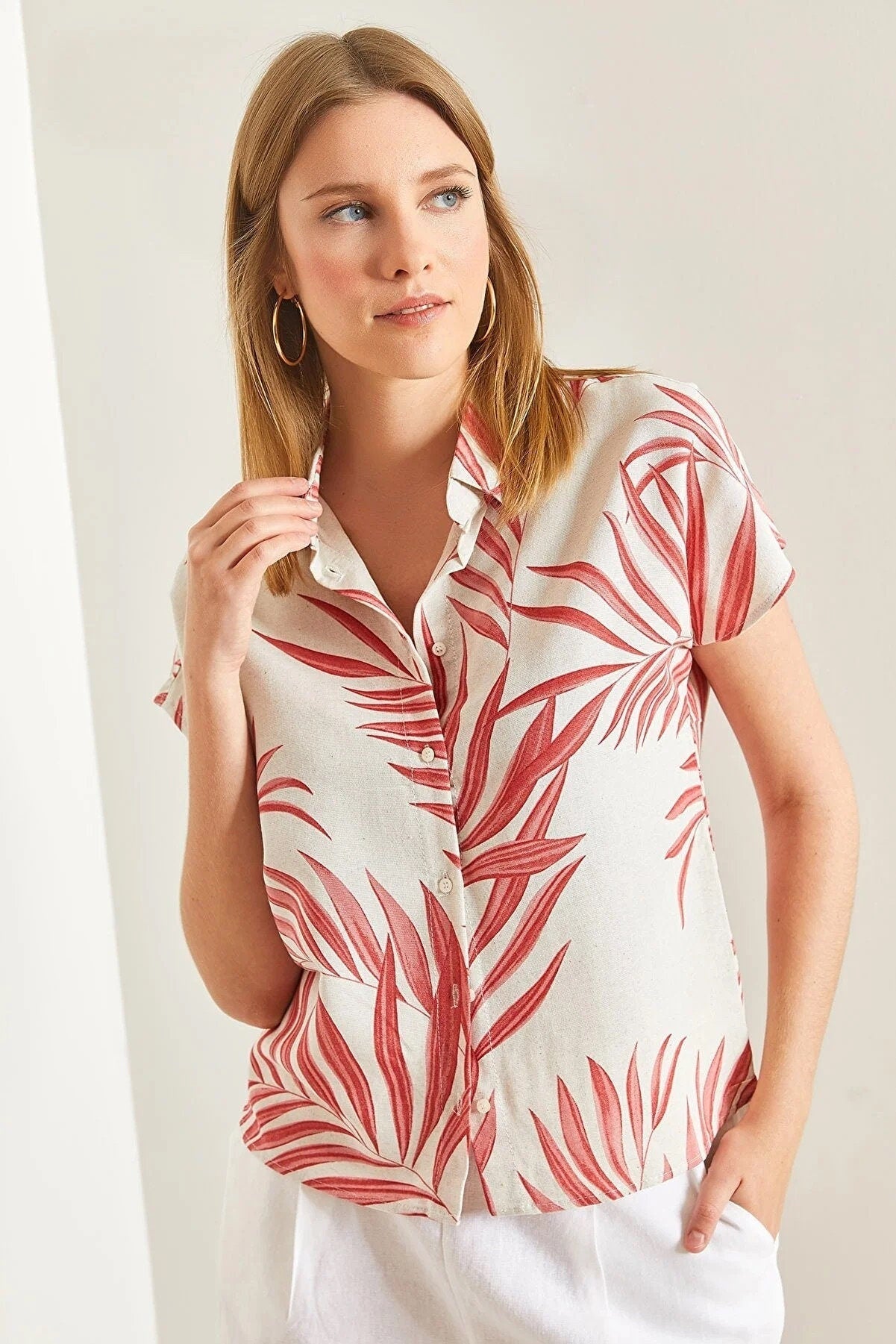 Tropical Breeze Linen Blend Short Sleeve Shirt