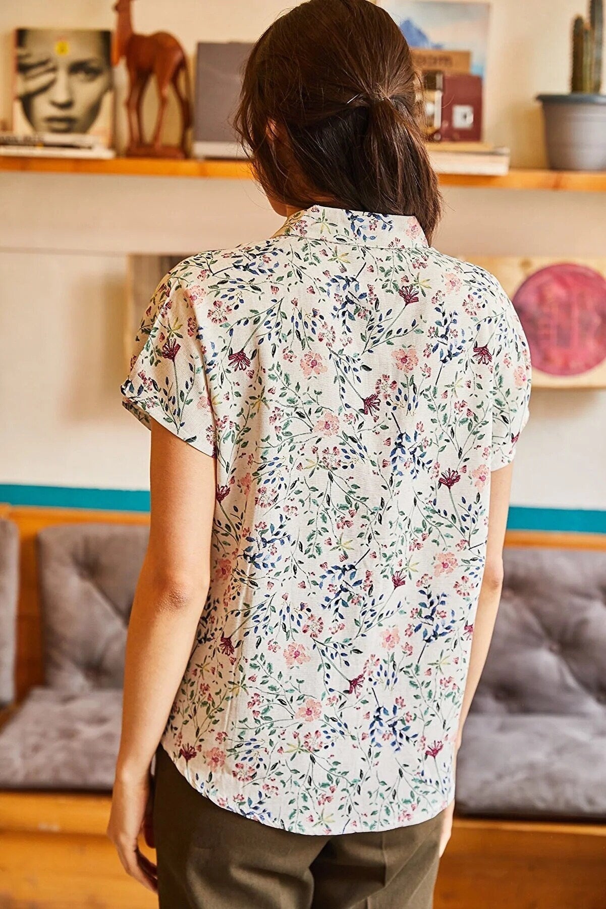 Mini Soft Pink Floral Short Sleeve Blouse