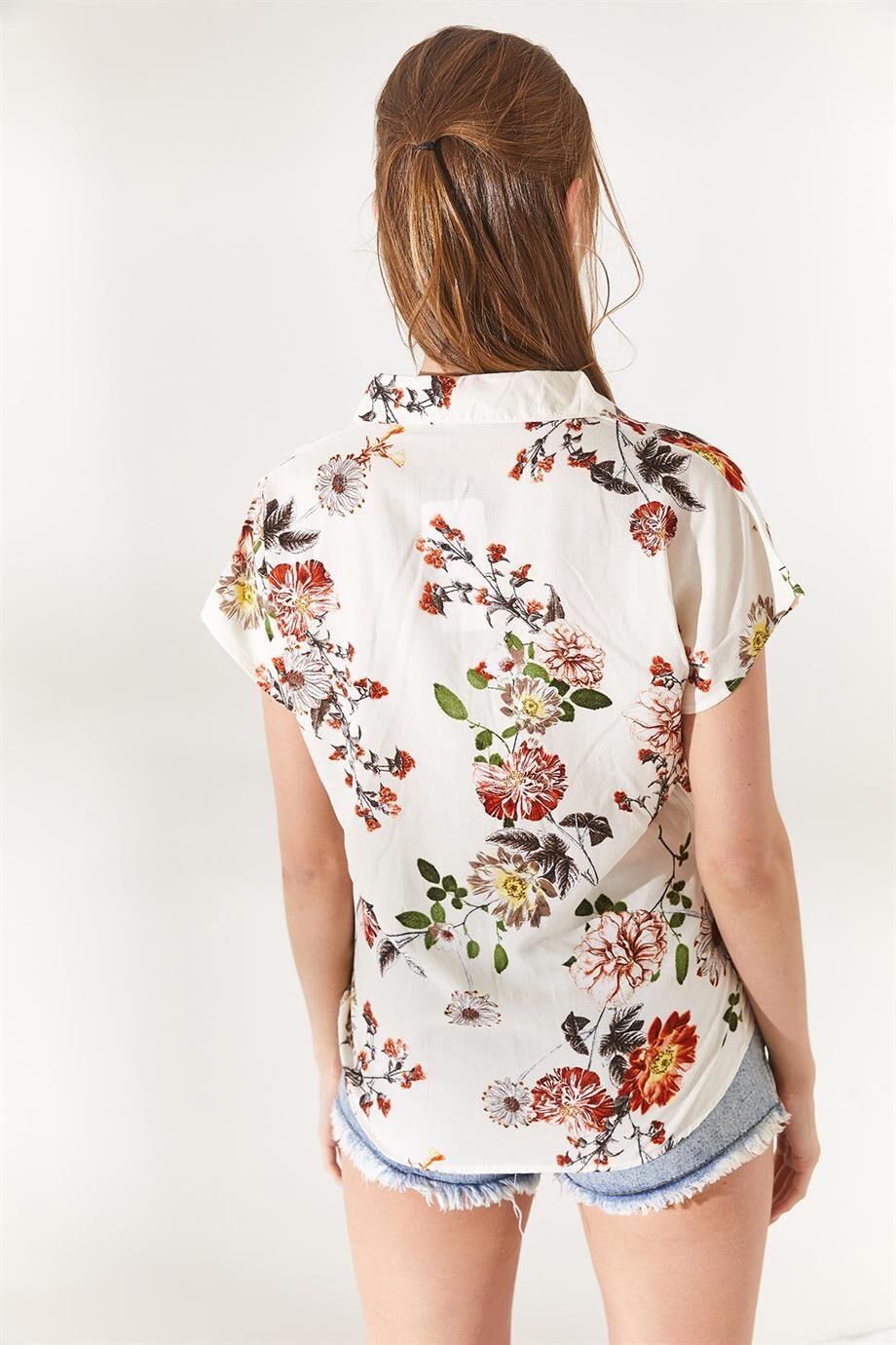 Ivory Floral Button Down Shirt