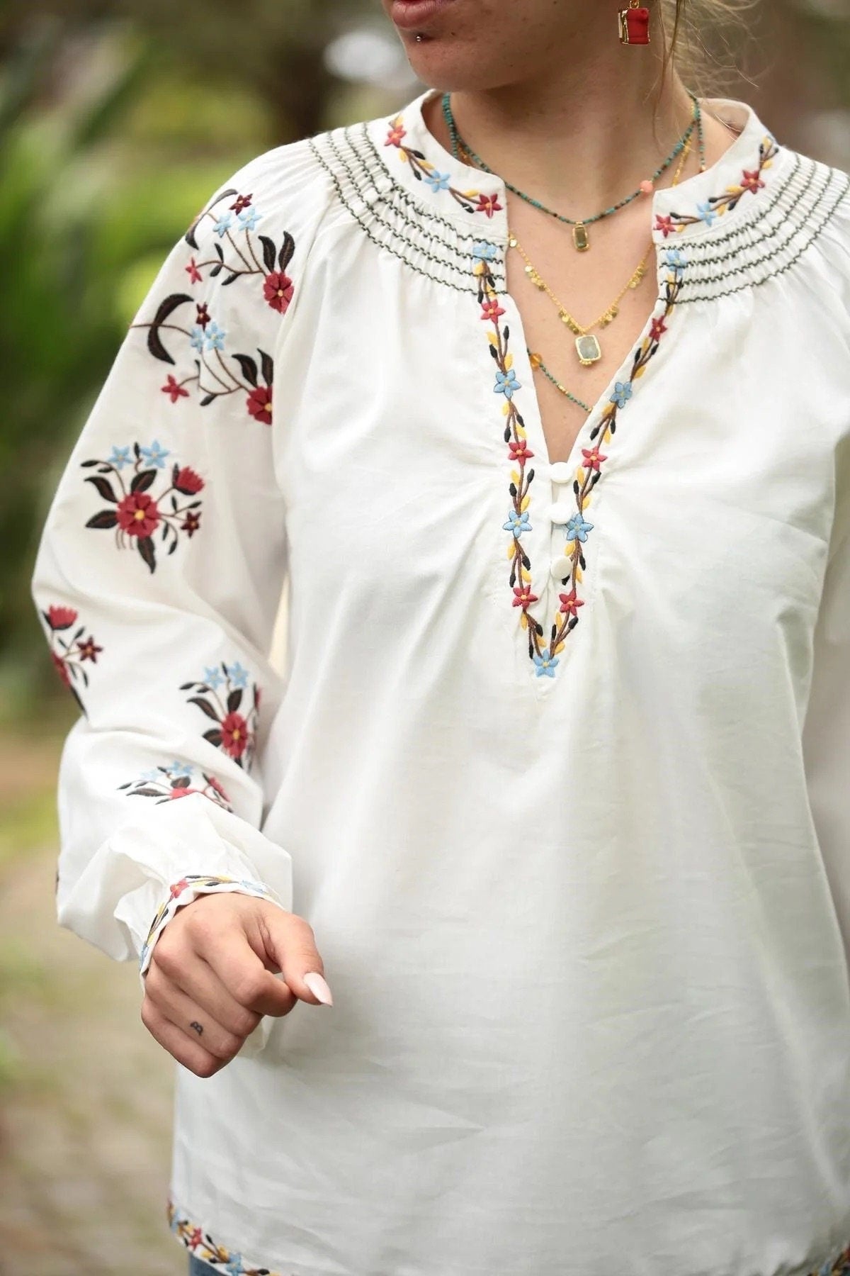 Floral Bouquet Embroidered Vyshyvanka Blouse