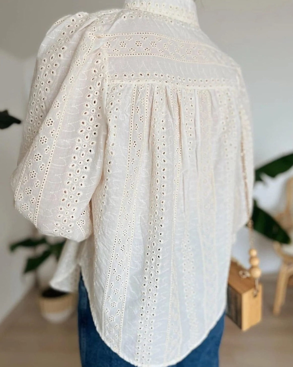 Cutwork Delicate Eyelet Lace Cotton Blouse