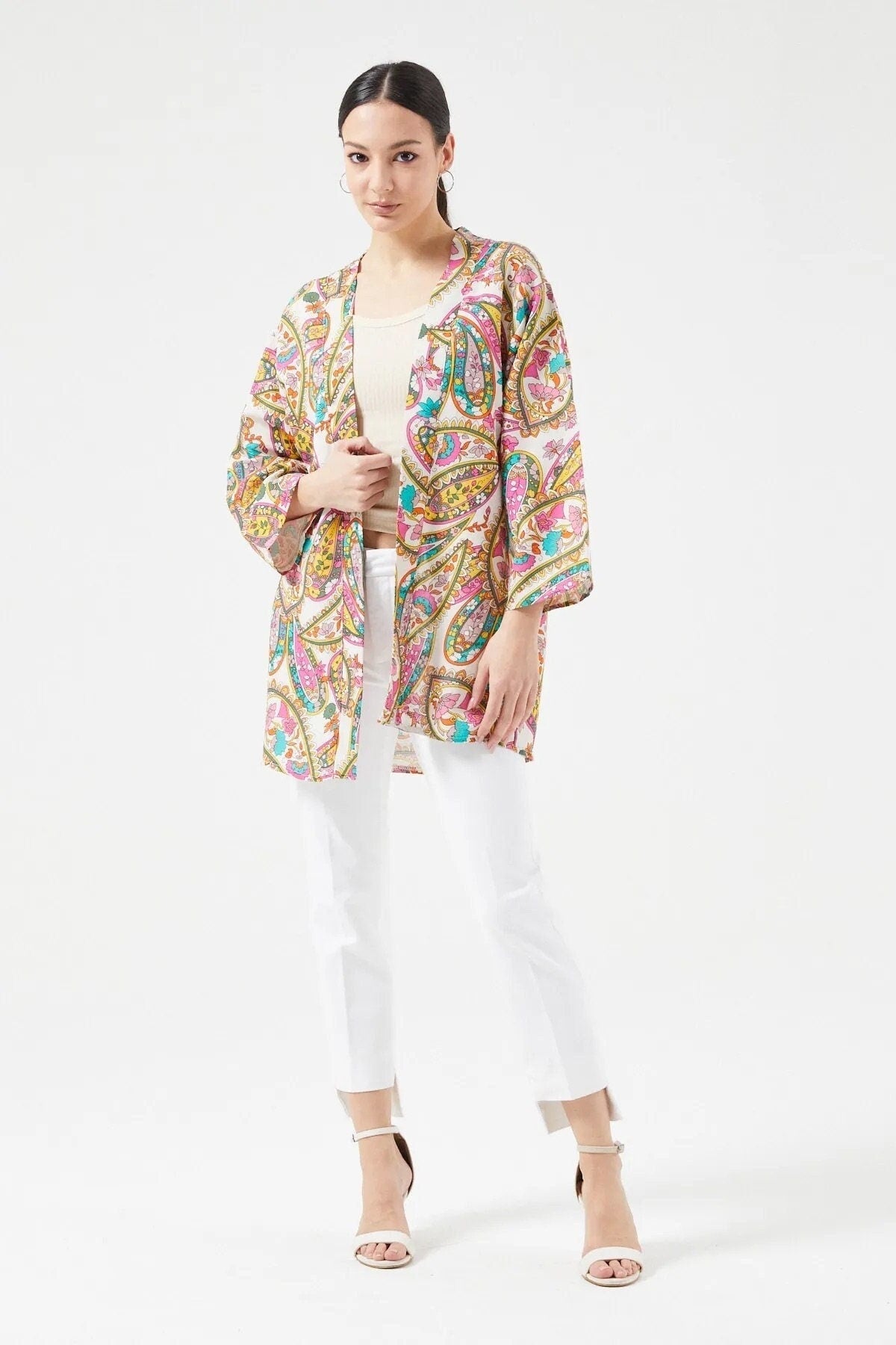 Ethnic Colorful Linen Kimono