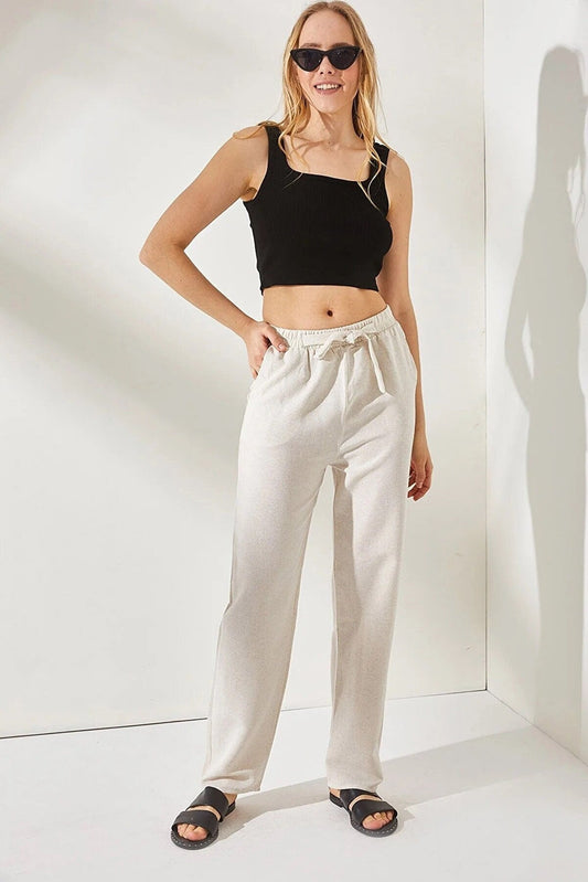 Ivory Linen Tapered Pants