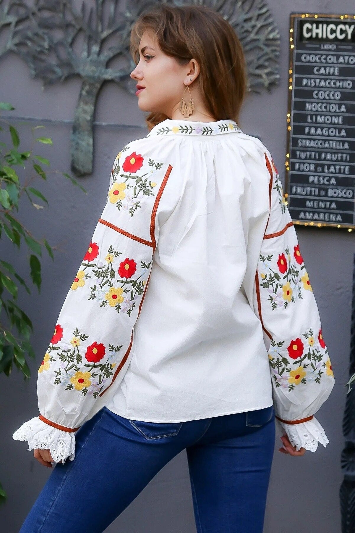 Ethnic Style Embroidered Mexican Blouse