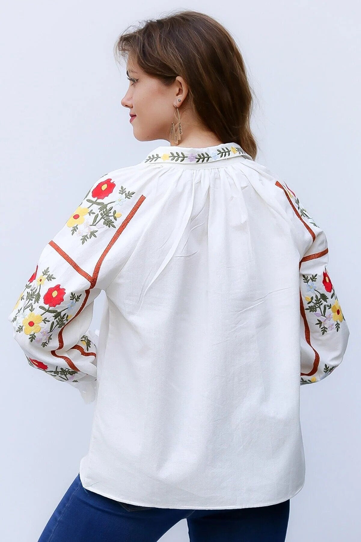 Ethnic Style Embroidered Mexican Blouse