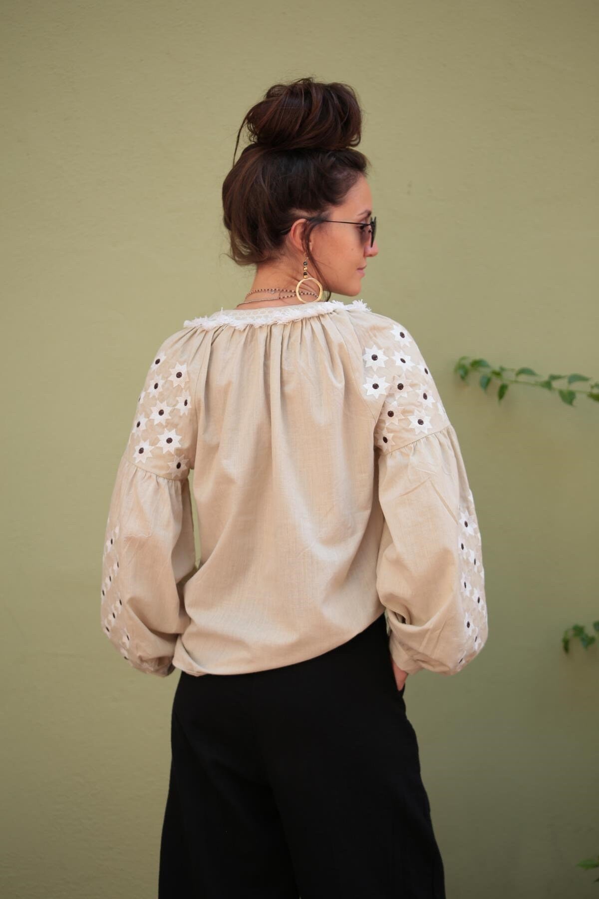 Floral Star Embroidered Ukrainian Blouse