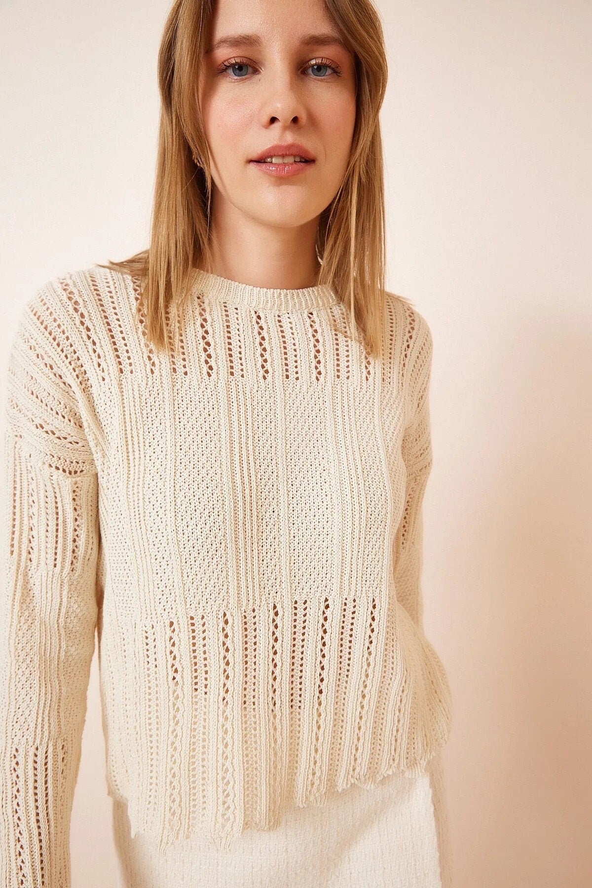 Ivory Crochet Sweater