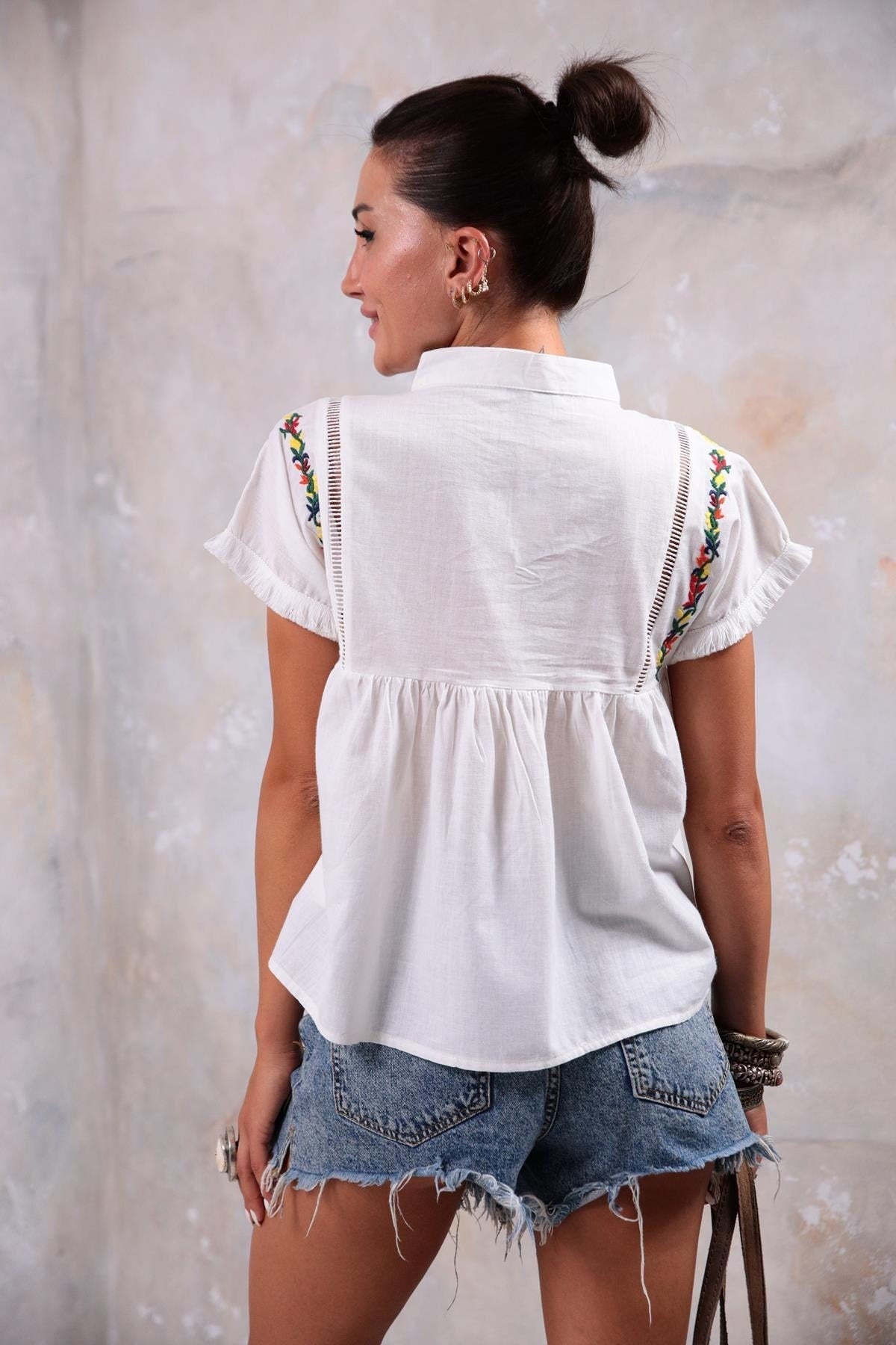 Mexican Fiesta Embroidered Cotton Top