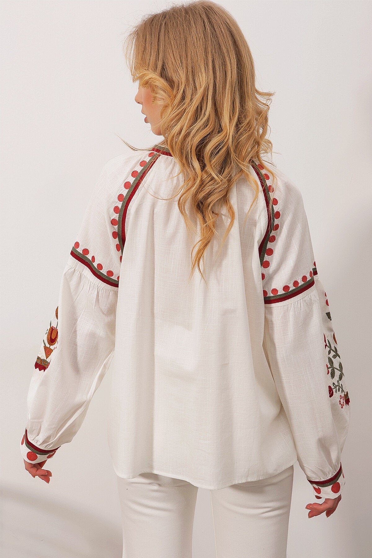 Red Embroidered Ukrainian Light Cotton Vyshyvanka