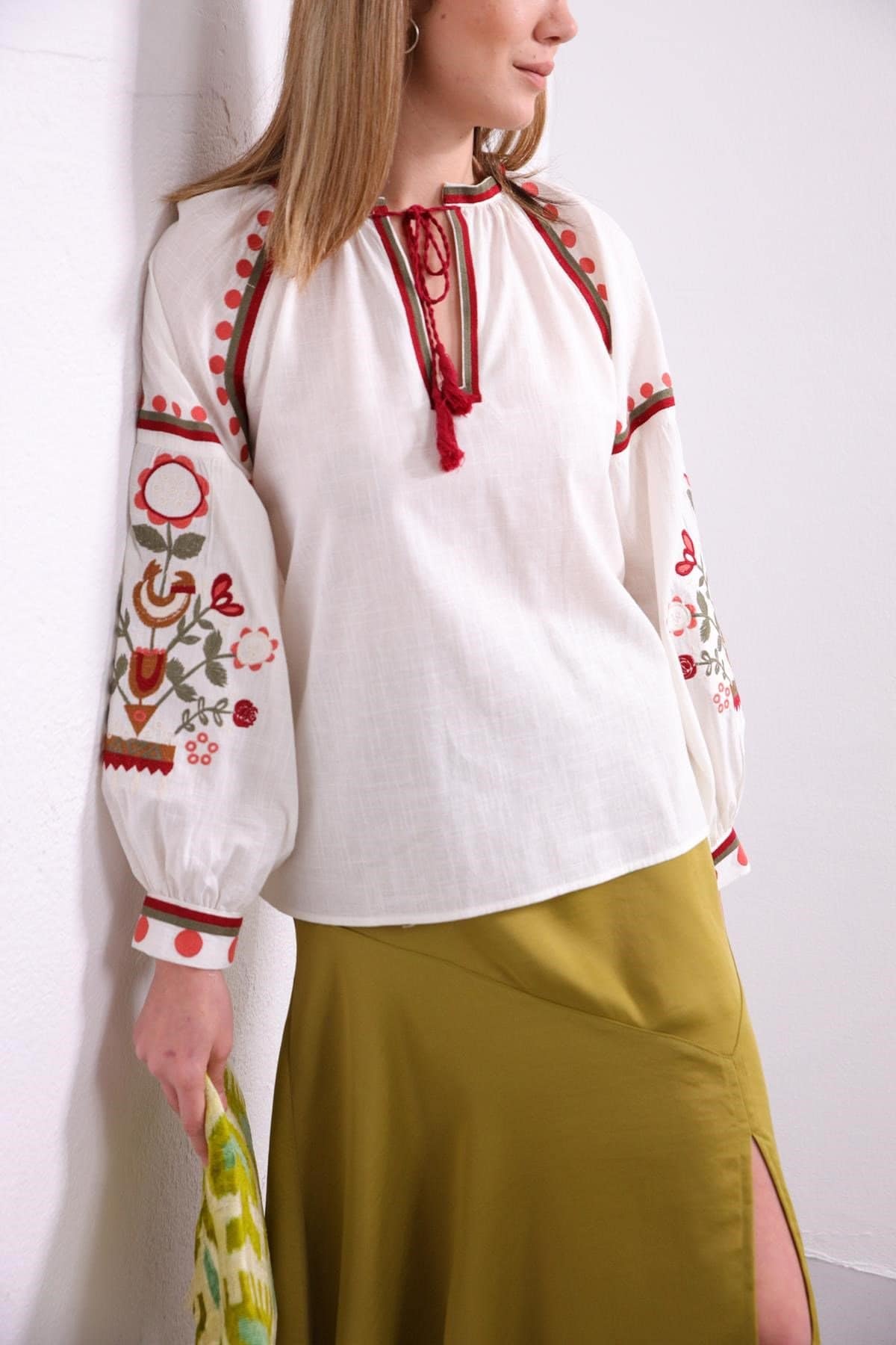 Red Embroidered Ukrainian Light Cotton Vyshyvanka