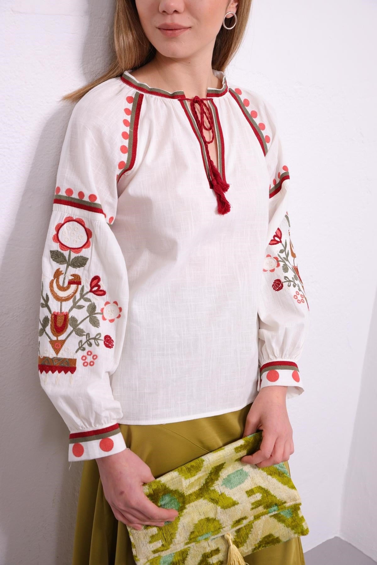 Red Embroidered Ukrainian Light Cotton Vyshyvanka