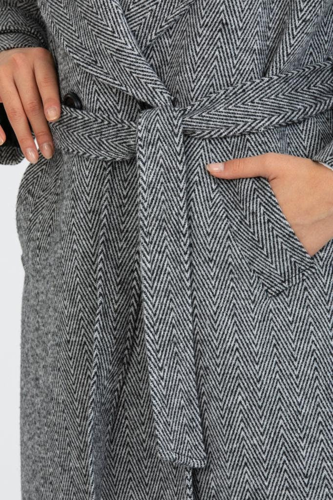 Gray Oversized Long Solid Wool Coat