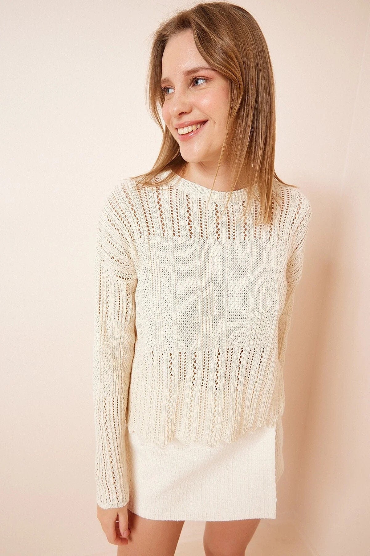 Ivory Crochet Sweater