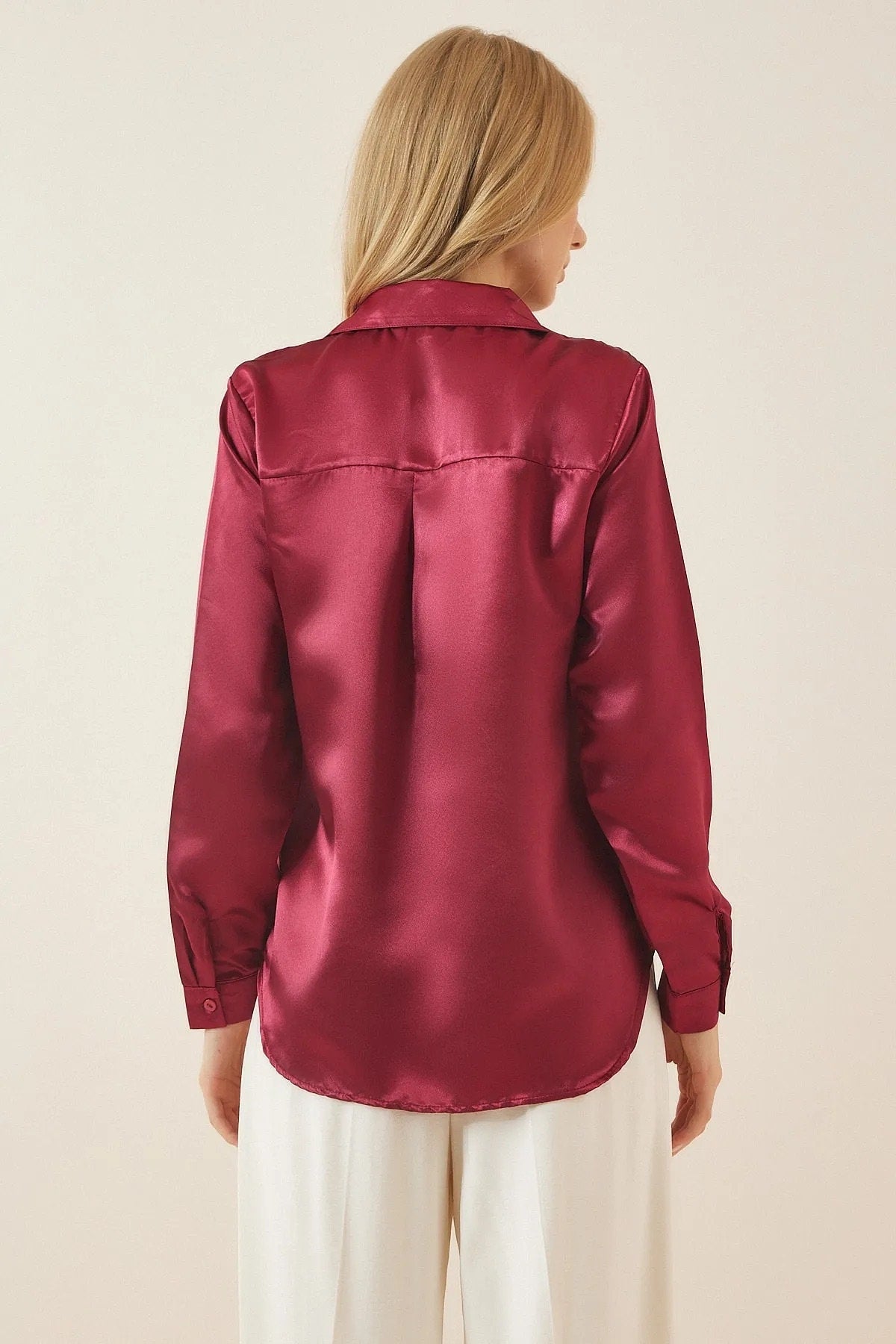 Burgundy Satin Blouse