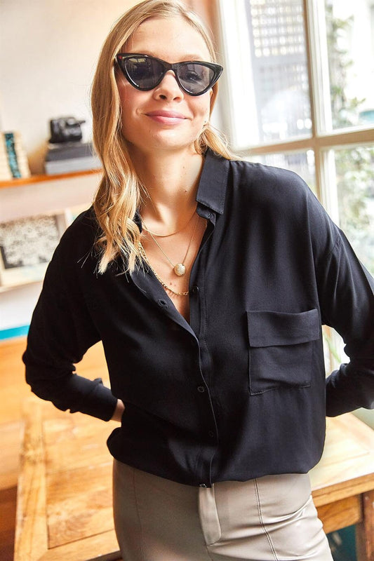 Black Blouse with a Pocket