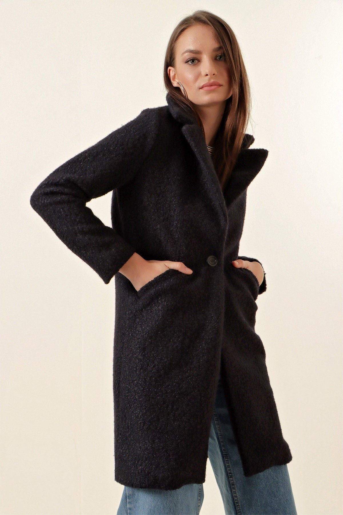 Black Gray Teddy Overcoat