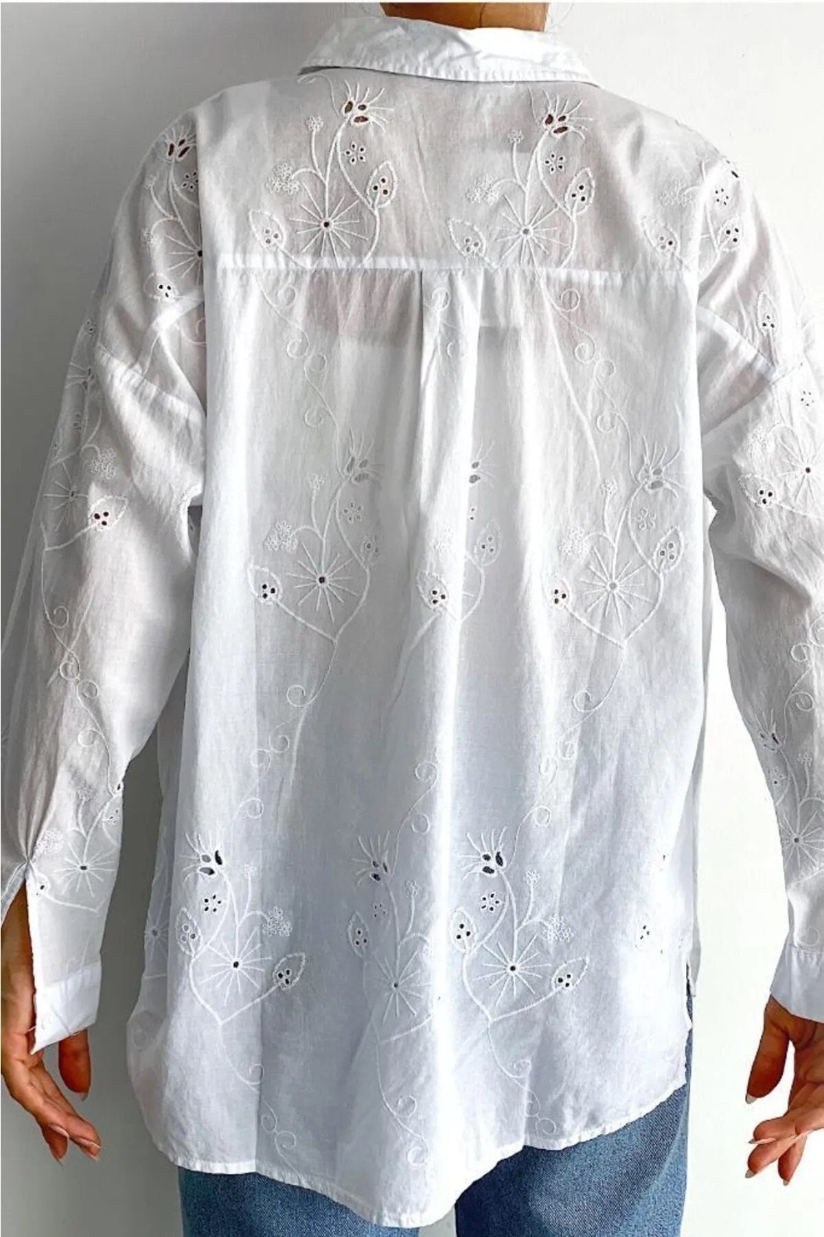 Designer White 100% Cotton Blouse