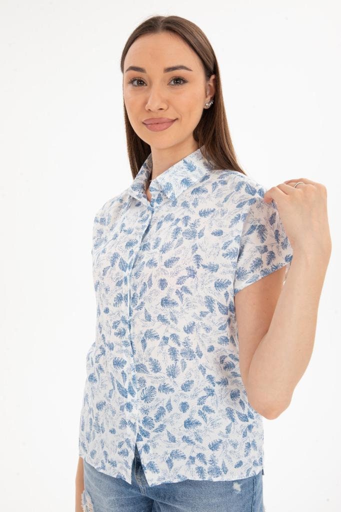 Soft Blue Short Sleeve Blouse