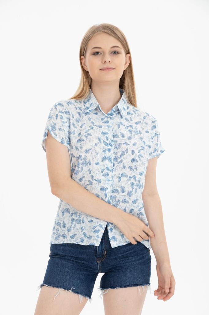 Soft Blue Short Sleeve Blouse