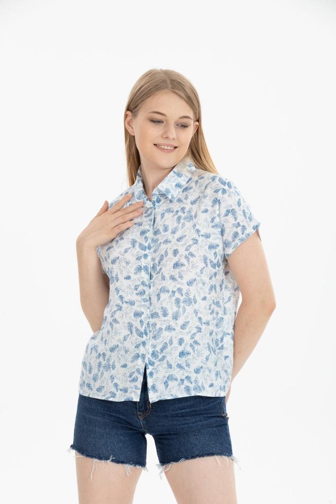 Soft Blue Short Sleeve Blouse