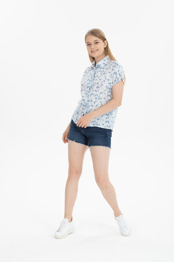 Soft Blue Short Sleeve Blouse