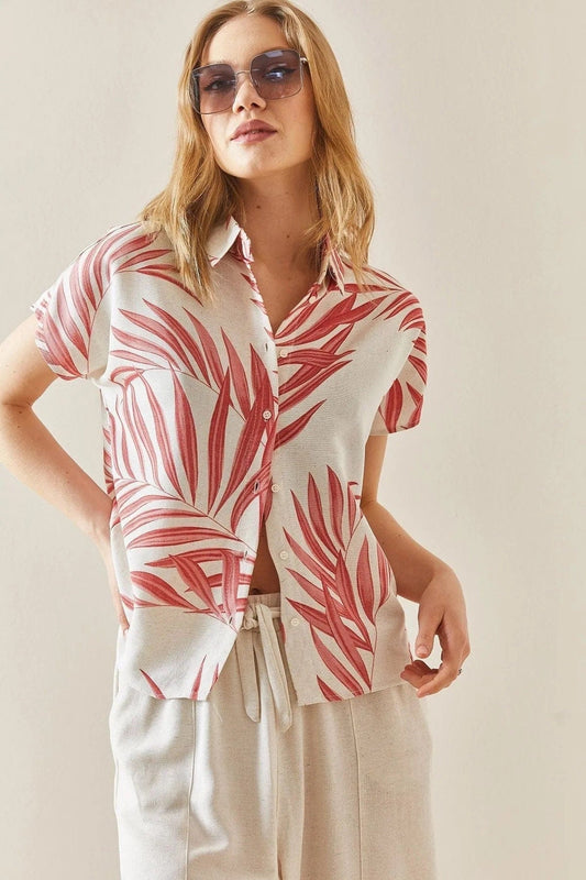 Tropical Breeze Linen Blend Short Sleeve Shirt