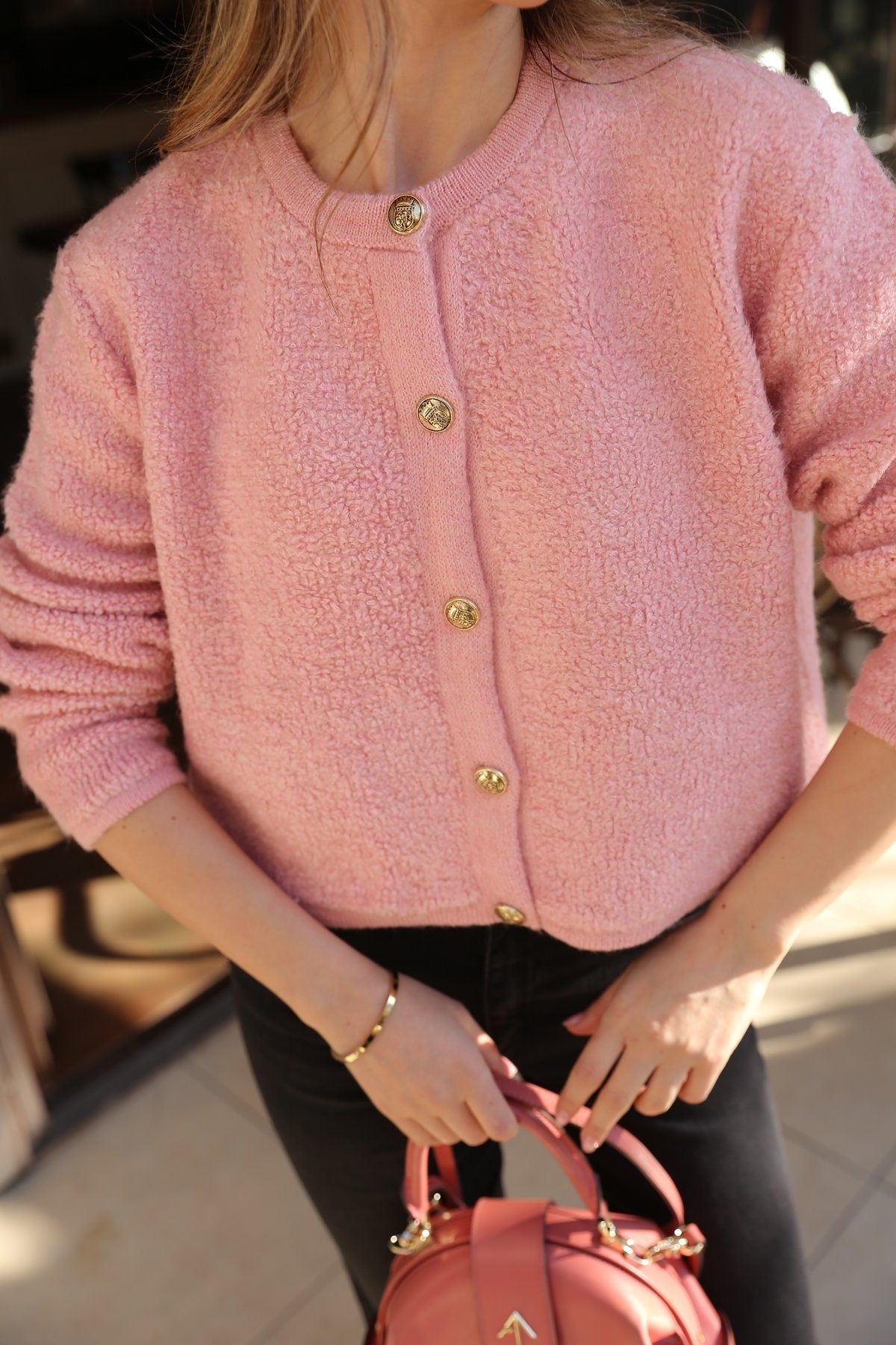 Gold Buttoned Teddy Cardigan 