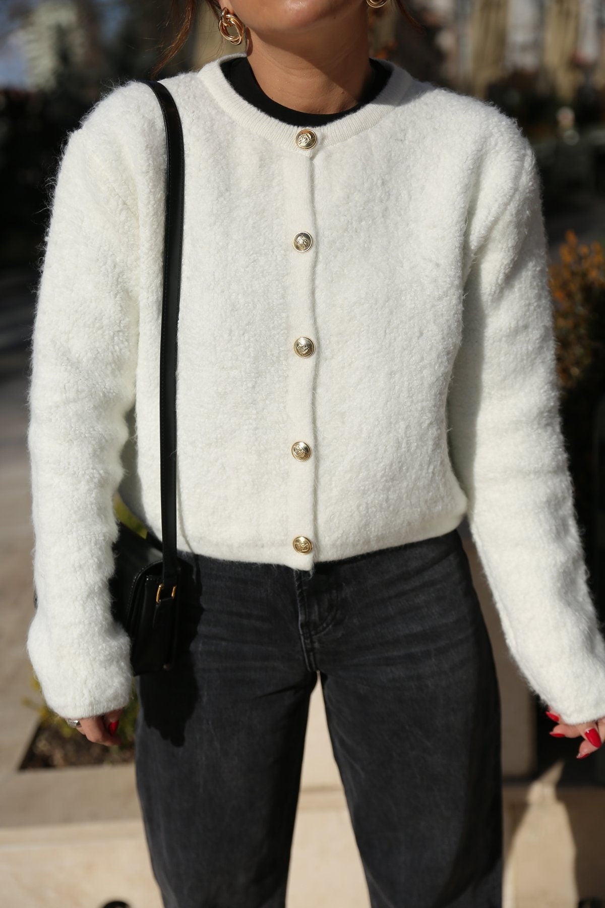 Gold Buttoned Teddy Cardigan 