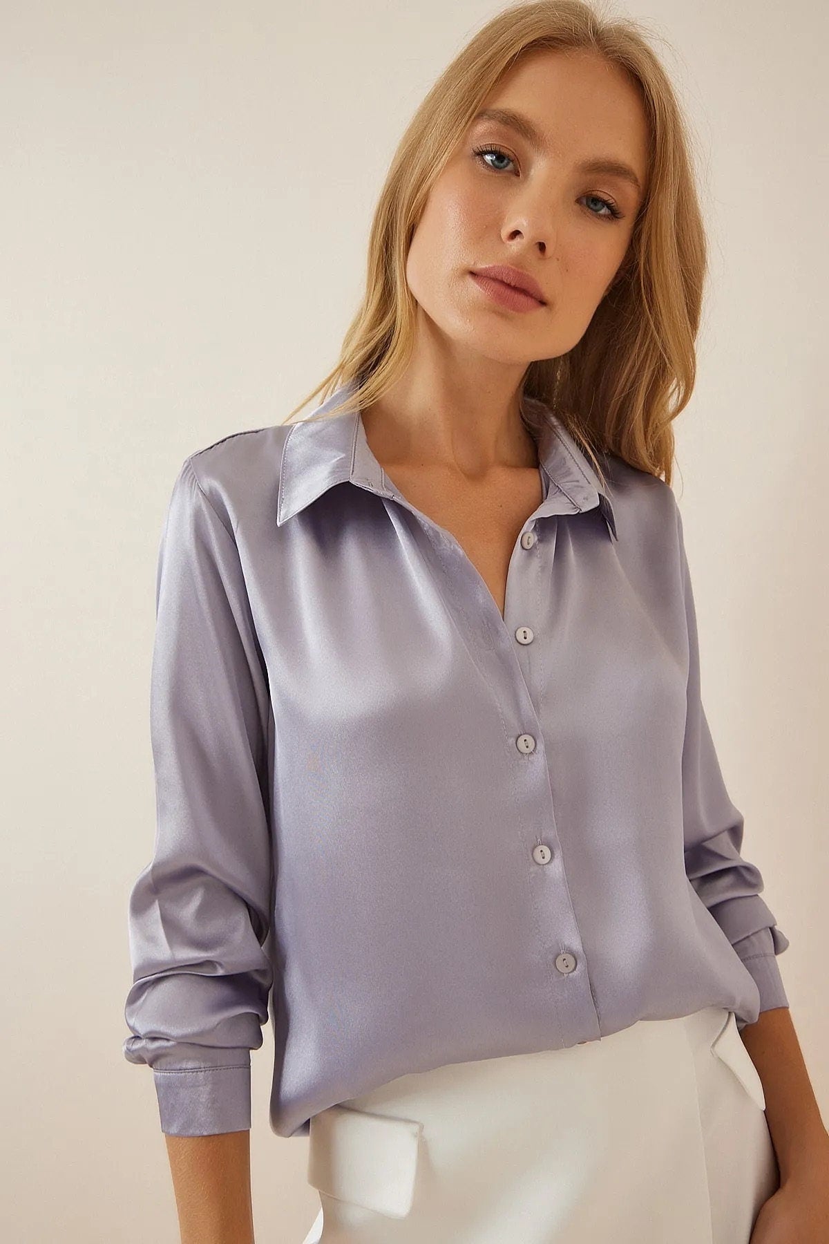 Gray Satin Blouse