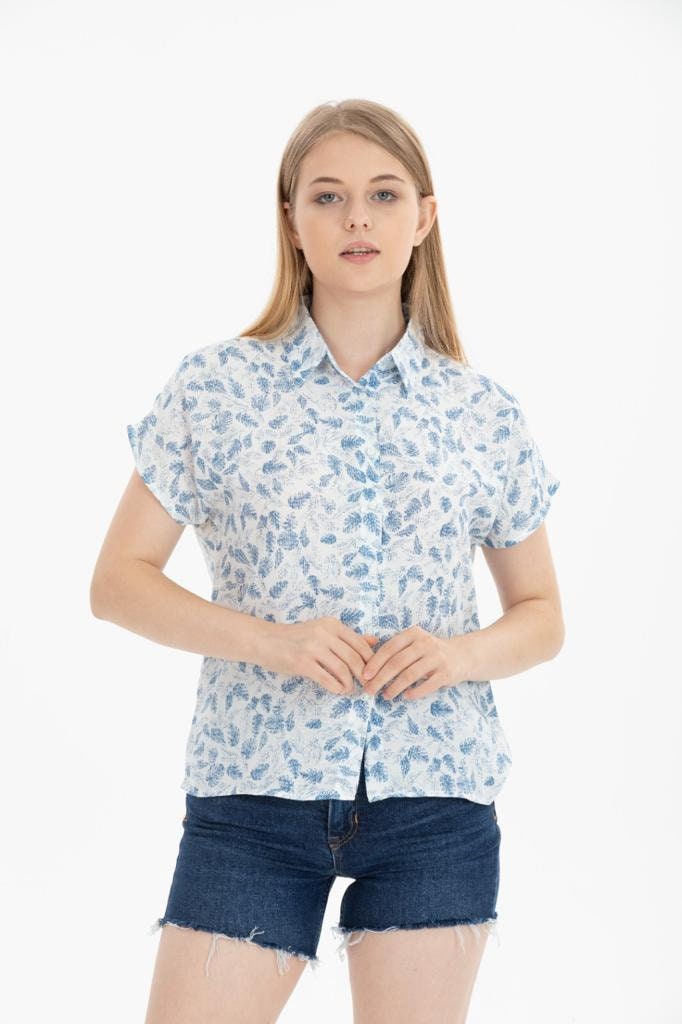 Soft Blue Short Sleeve Blouse